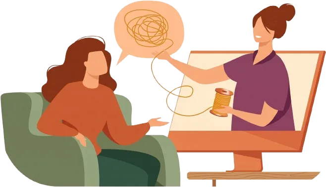 Ilustración de una sesión de terapia por videollamada